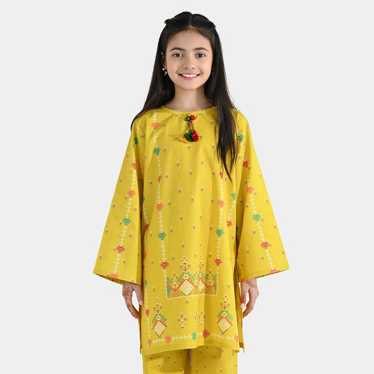 Girls Cotton Printed Kurti (Sunny) – Yellow