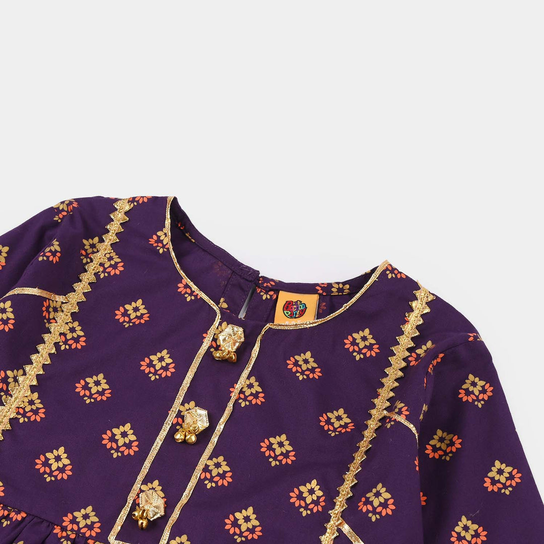 Girls Cotton 2Pcs Set (Zareen) – Purple