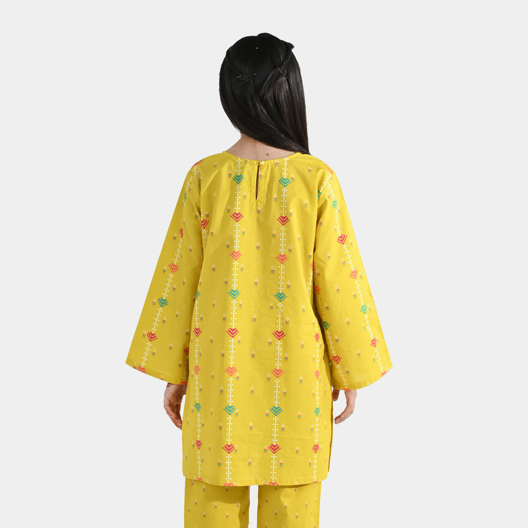Girls Cotton Printed Kurti (Sunny) – Yellow
