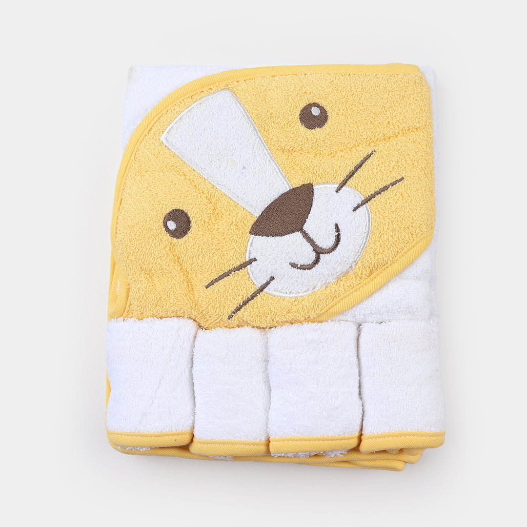 BABY HOODED BATH TOWEL SET | 975-YELLOW LION