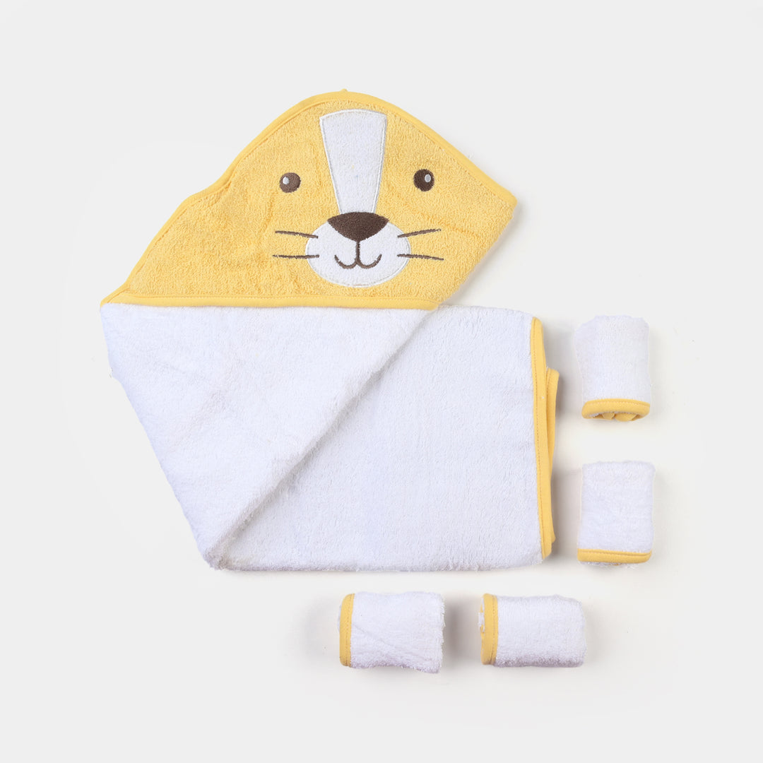 BABY HOODED BATH TOWEL SET | 975-YELLOW LION