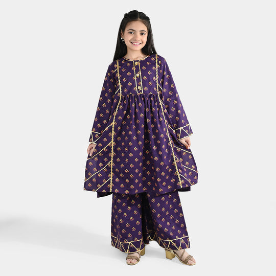 Girls Cotton 2Pcs Set (Zareen) – Purple