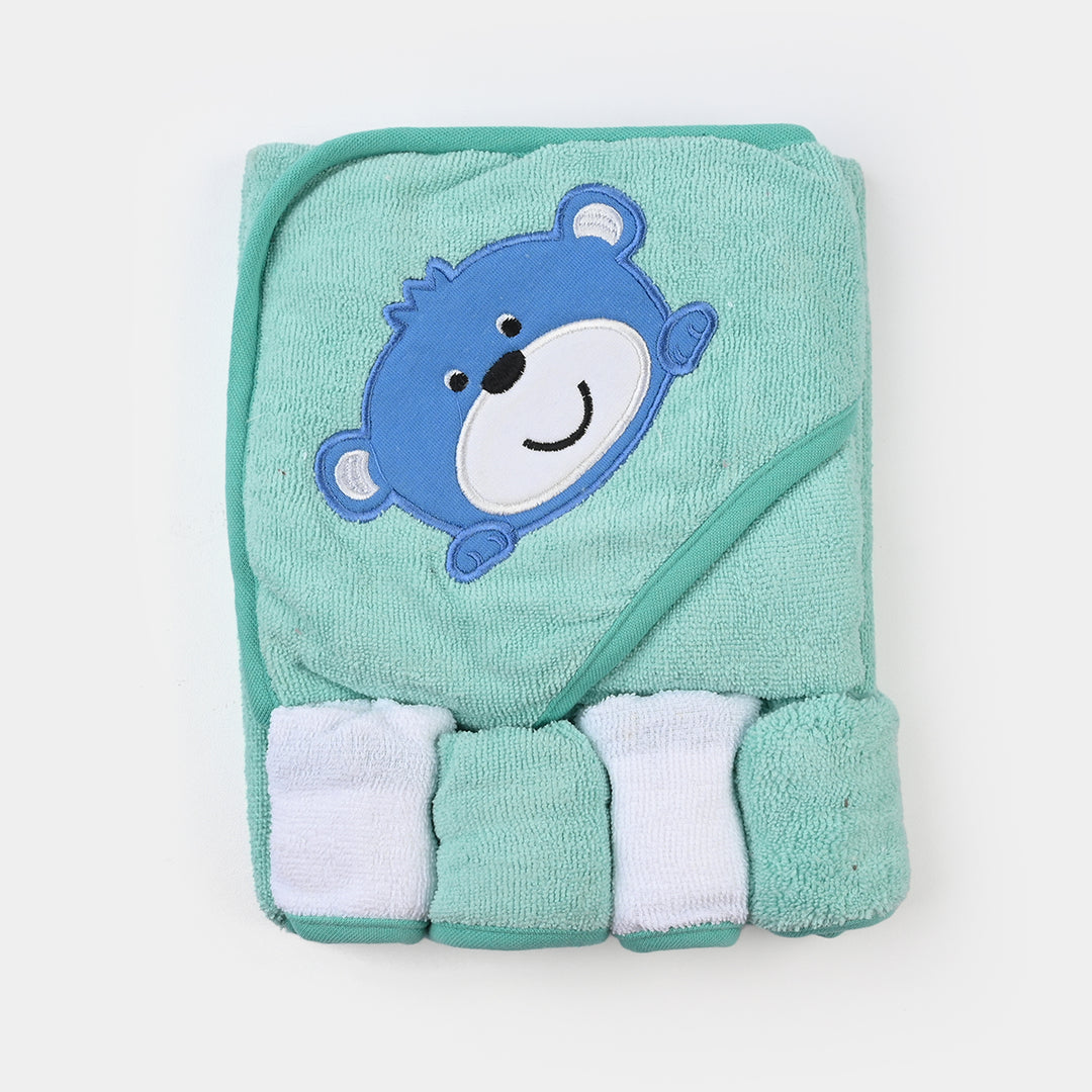 BABY HOODED BATH TOWEL SET | 975-GREEN BEAR