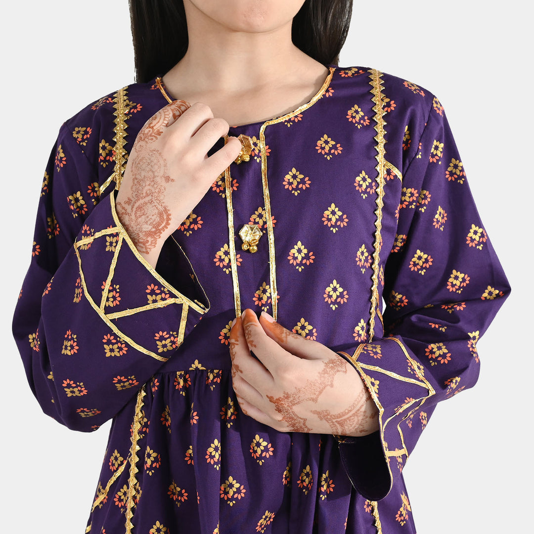 Girls Cotton 2Pcs Set (Zareen) – Purple