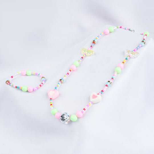 GIRLS ELEGANT BEADED NECKLACE & BRACELET