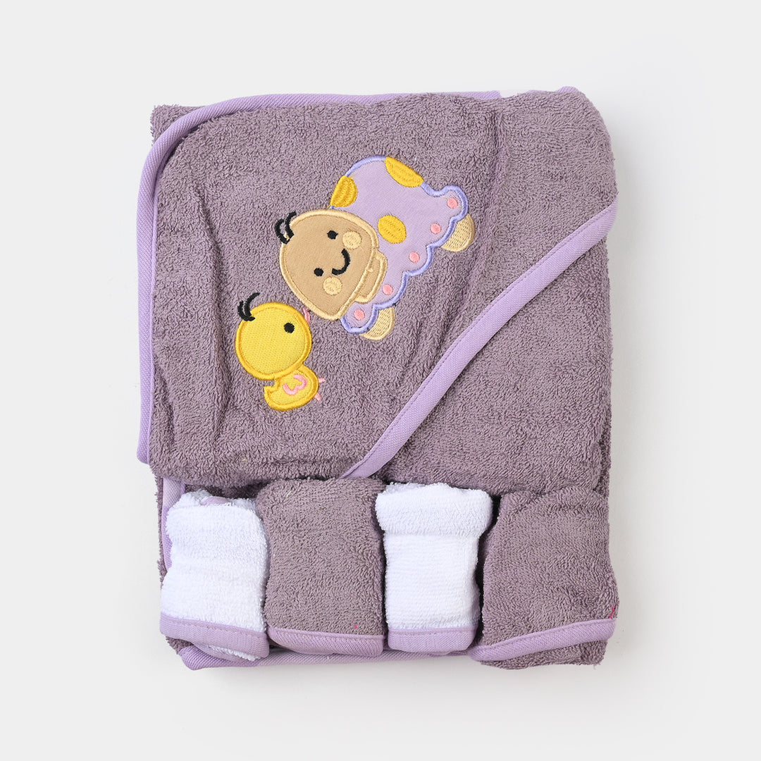 BABY HOODED BATH TOWEL SET | 975-PURPLE