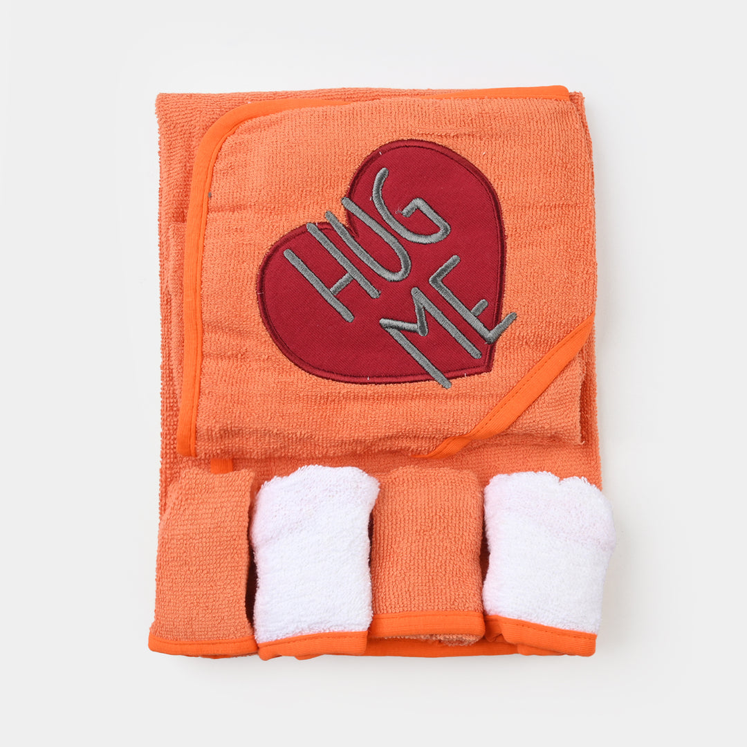 BABY HOODED BATH TOWEL SET | 975-ORANGE HEART