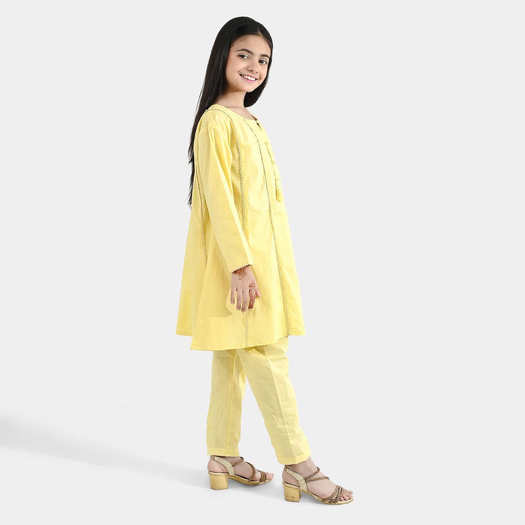 Girls Jacquard 2-Piece Set – Yellow