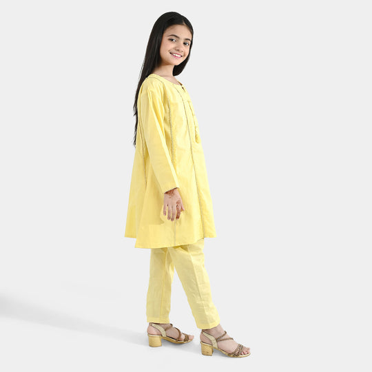 Girls Jacquard 2-Piece Set – Yellow