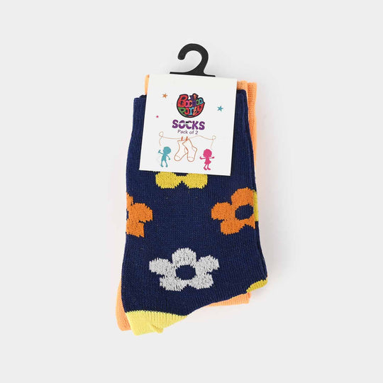 Girls Pack Of 2 Socks Flowers-mIX