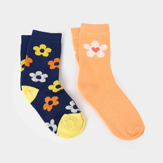 Girls Pack Of 2 Socks Flowers-mIX