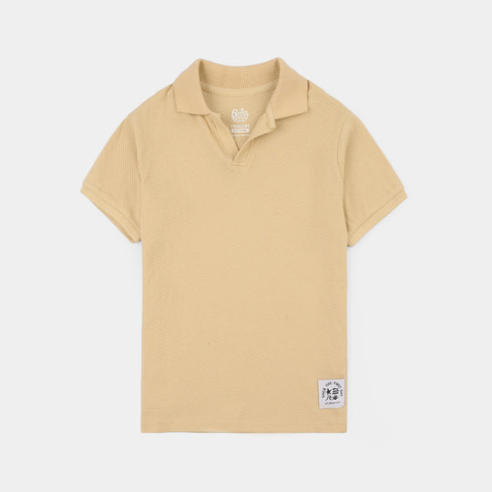 Boys Cotton PK Polo (Unlimited Fun) - Warm Sand