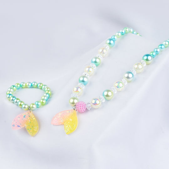 GIRLS ELEGANT BEADED NECKLACE & BRACELET