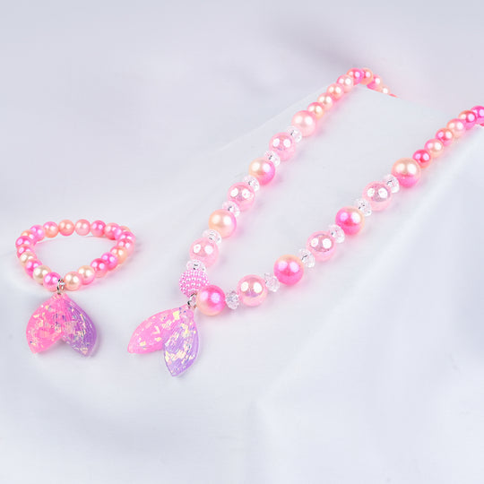 GIRLS ELEGANT BEADED NECKLACE & BRACELET