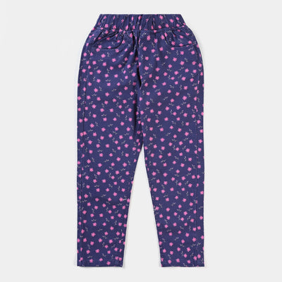 Girls Cotton Twill Jeggings Pinks In Garden