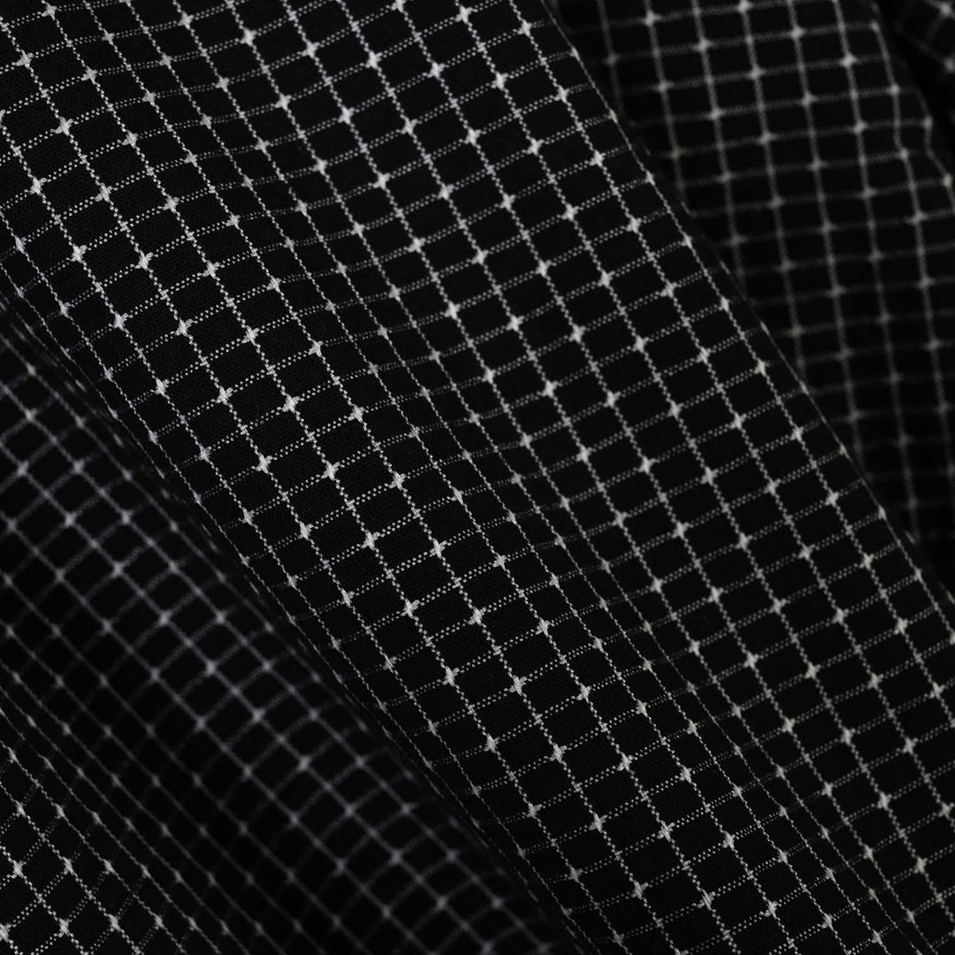 Girls Yarn Dyed Jacquard Casual Top Checks-BLACK
