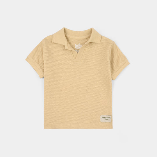 Infant Boys Cotton PK Polo - Warm Sand