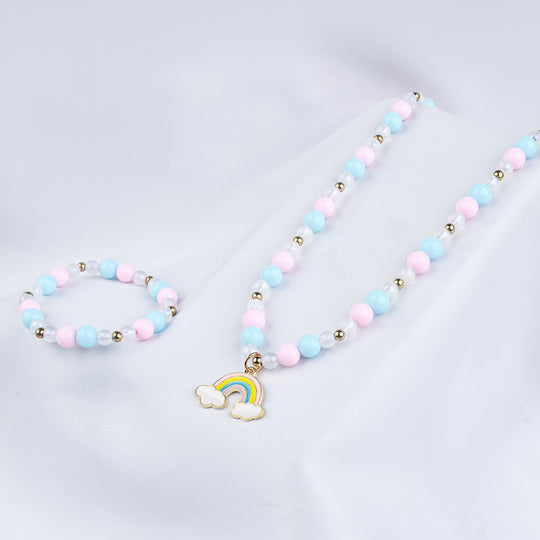 GIRLS ELEGANT BEADED NECKLACE & BRACELET