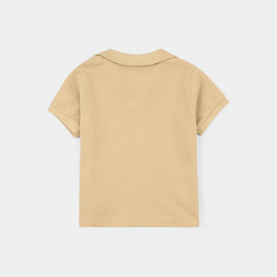 Infant Boys Cotton PK Polo - Warm Sand