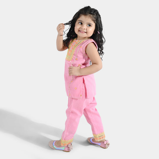 Infant Girls Poly Cotton 2Pcs Roshni-PINK
