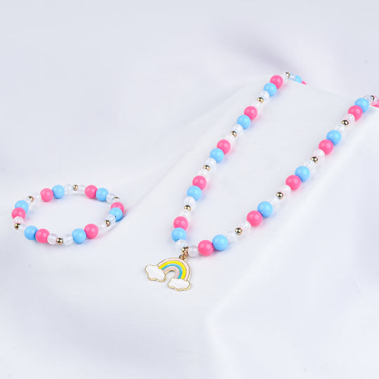 GIRLS ELEGANT BEADED NECKLACE & BRACELET