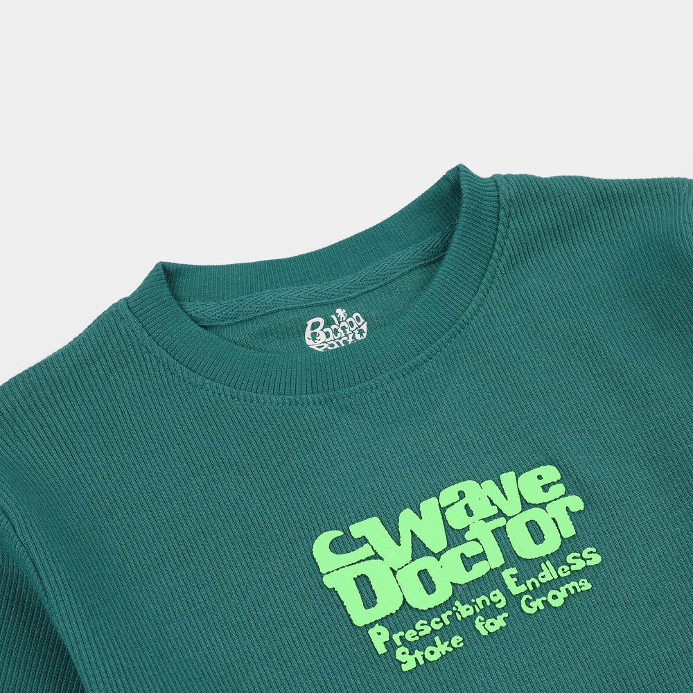Boys 2x1 Rib Half-Sleeve T-Shirt (Wave Doctor) - Green