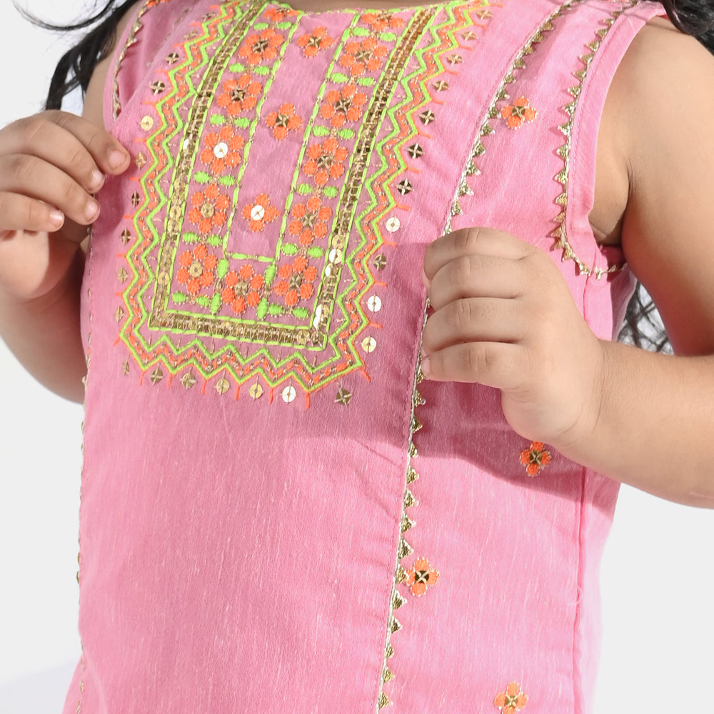 Infant Girls Poly Cotton 2Pcs Roshni-PINK