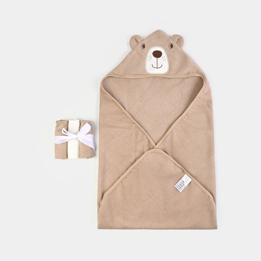 3D Hooded Towel & 3Pcs Washcloth
