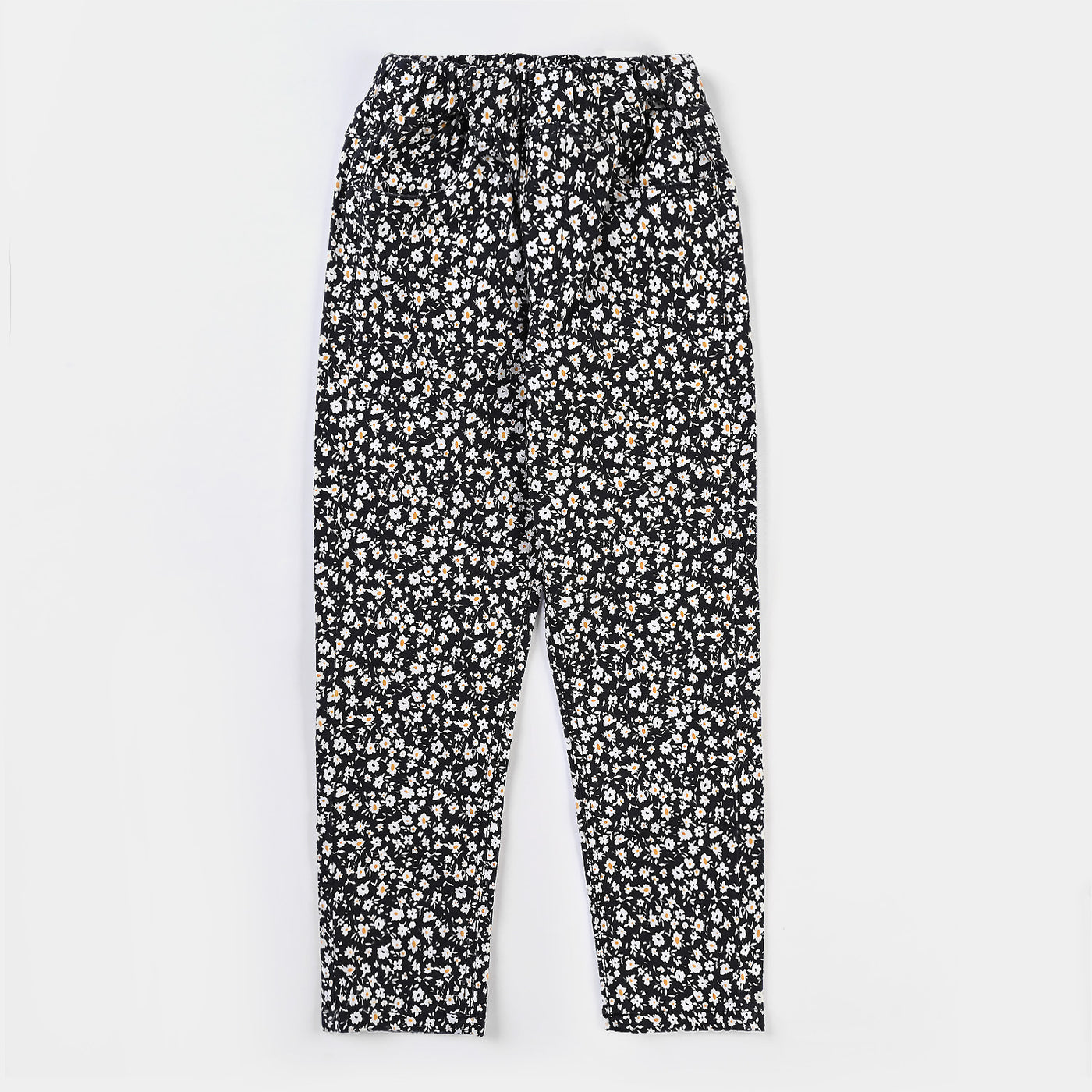 Girls Cotton Twill Jeggings Black Floral