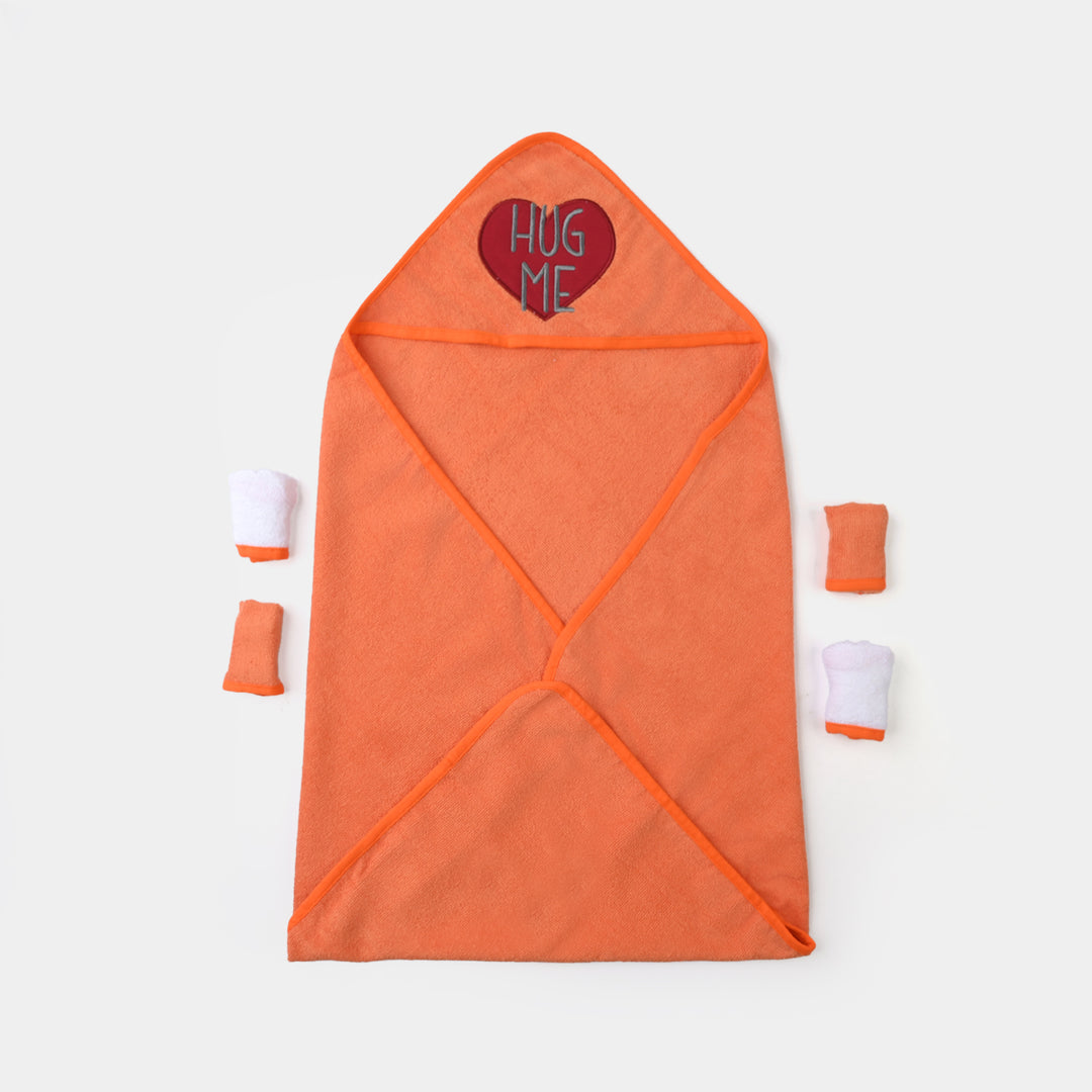 BABY HOODED BATH TOWEL SET | 975-ORANGE HEART