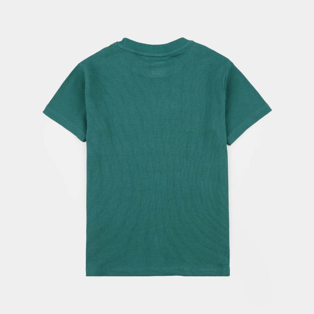 Boys 2x1 Rib Half-Sleeve T-Shirt (Wave Doctor) - Green
