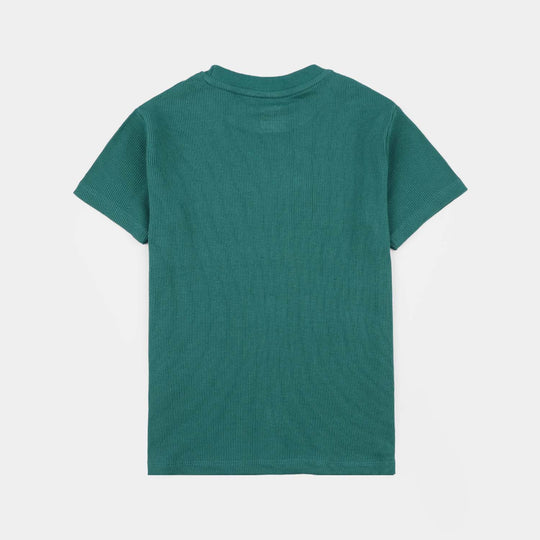 Boys 2x1 Rib Half-Sleeve T-Shirt (Wave Doctor) - Green