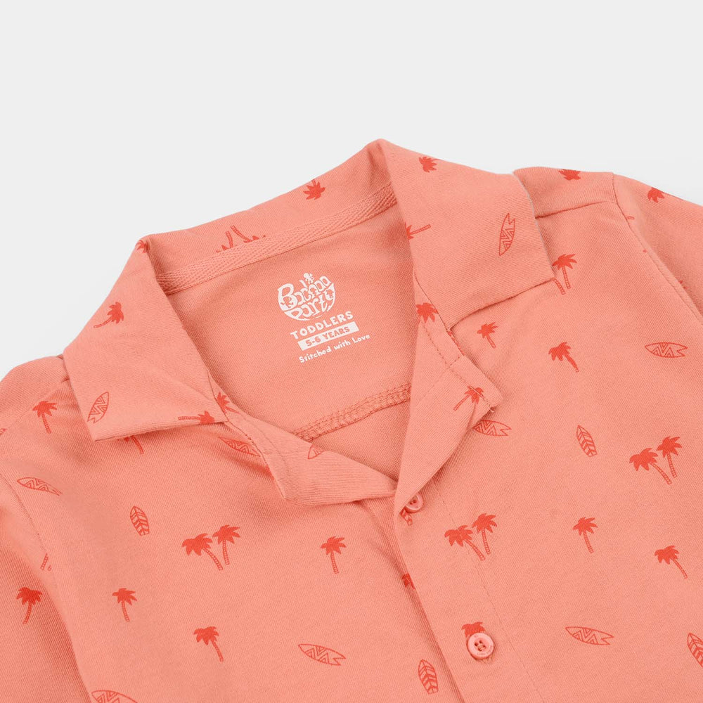 Boys Cotton Jersey Knitted Shirt (Surf and Tree) - Orange