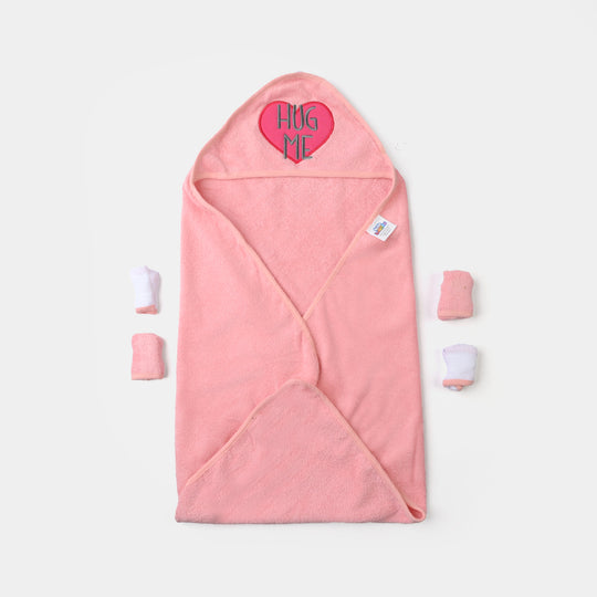 BABY HOODED BATH TOWEL SET | 975-PINK HEART