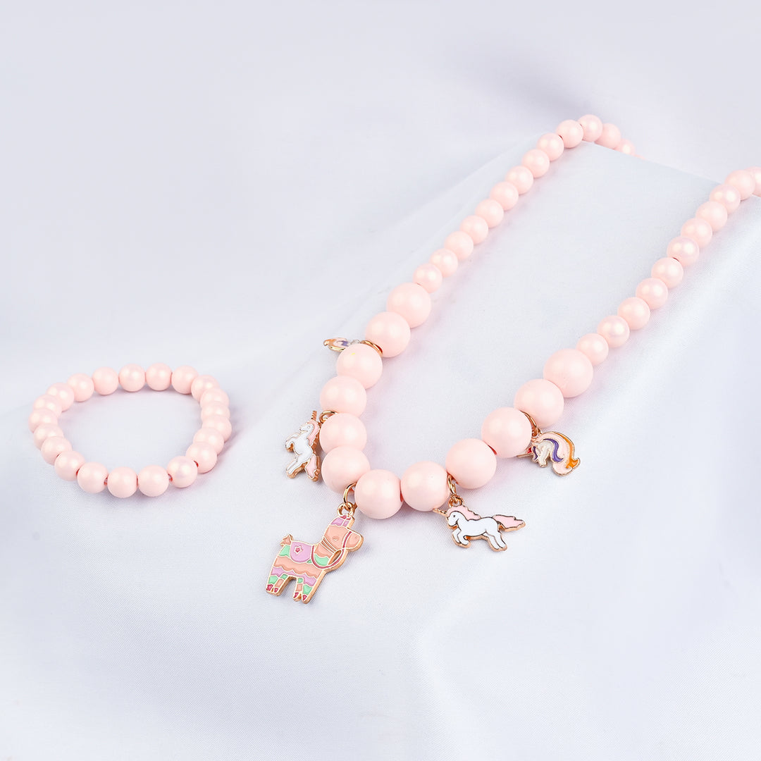 GIRLS ELEGANT BEADED NECKLACE & BRACELET