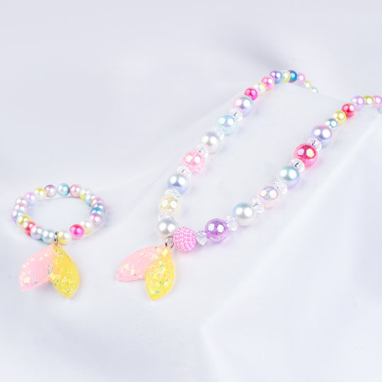 GIRLS ELEGANT BEADED NECKLACE & BRACELET