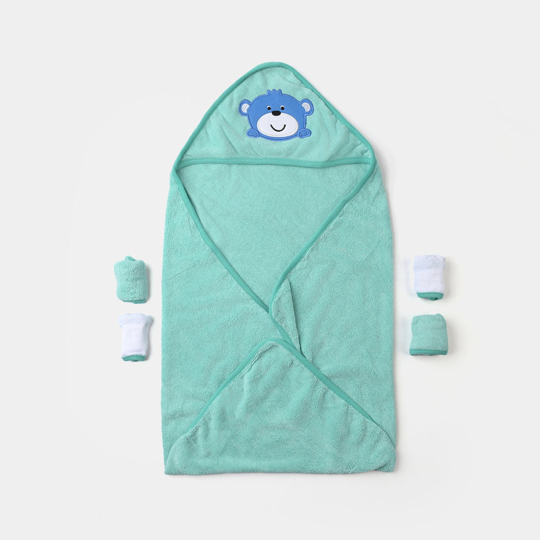 BABY HOODED BATH TOWEL SET | 975-GREEN BEAR