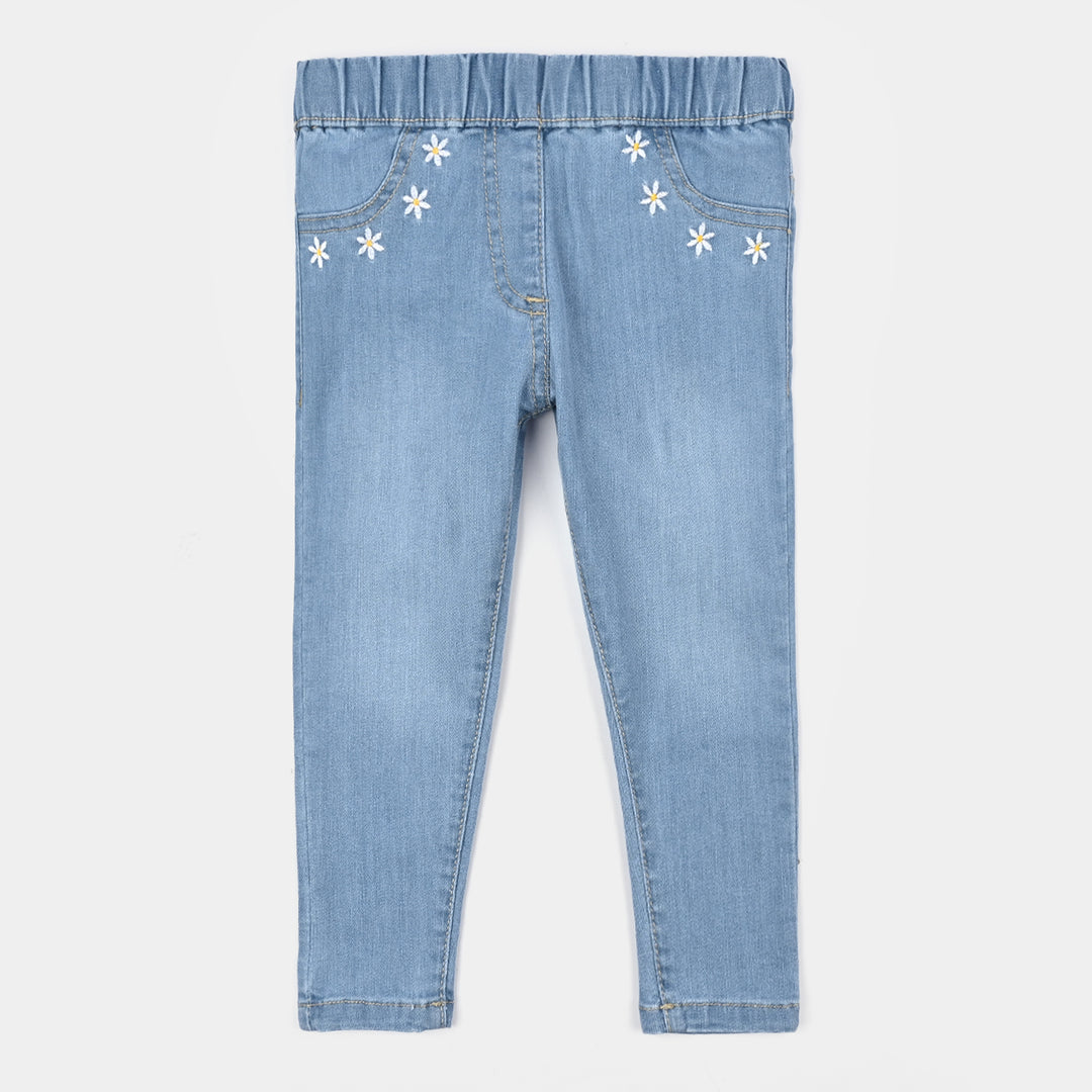 Girls Denim Stretch Jegging Light Flower-LT.Blue