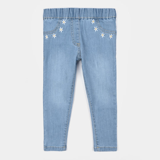 Girls Denim Stretch Jegging Light Flower-LT.Blue