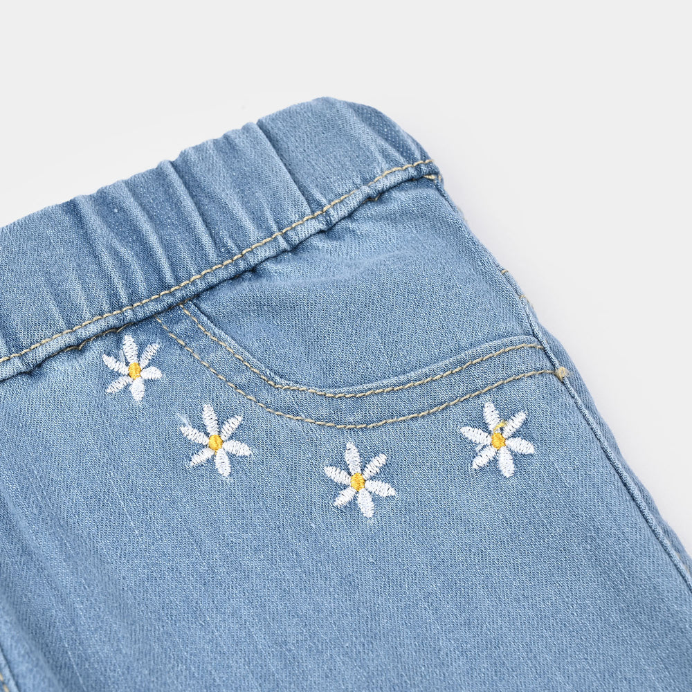 Girls Denim Stretch Jegging Light Flower-LT.Blue