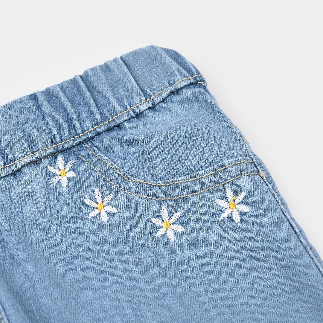 Girls Denim Stretch Jegging Light Flower-LT.Blue