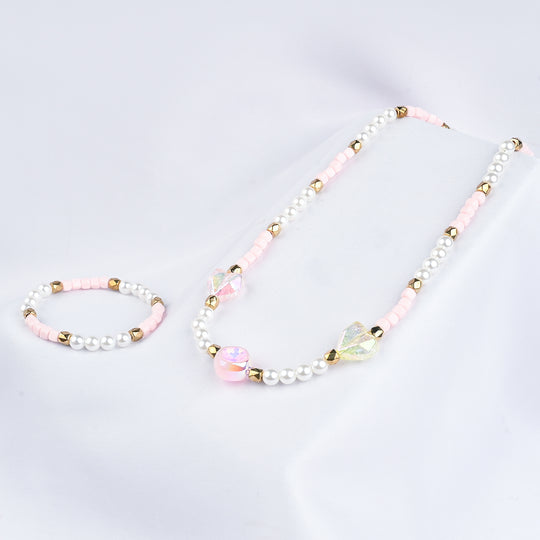 GIRLS ELEGANT BEADED NECKLACE & BRACELET