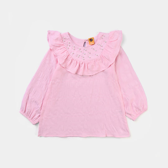 Girls Poly Cotton Casual Top Antlers-Pink