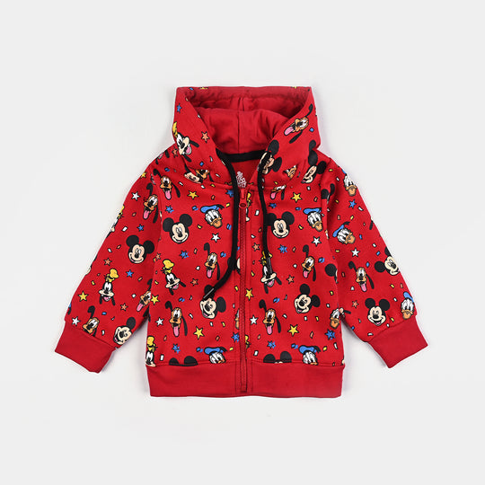 Infant Boys Fleece Knitted Jacket-H.R.Red