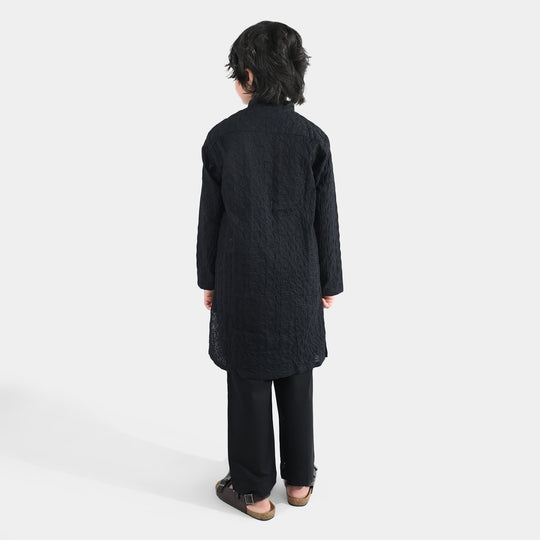 Boys Cotton Poplin 2Piece Suit (Chicken Kari)-BLACK