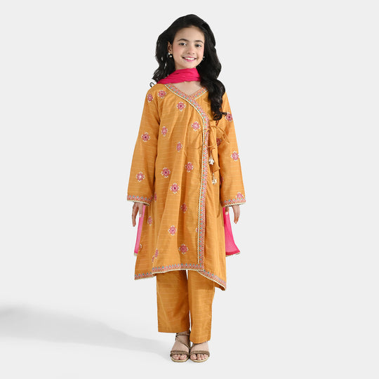 Girls Dobby 3-Piece Set (Sangeet) – Mustard