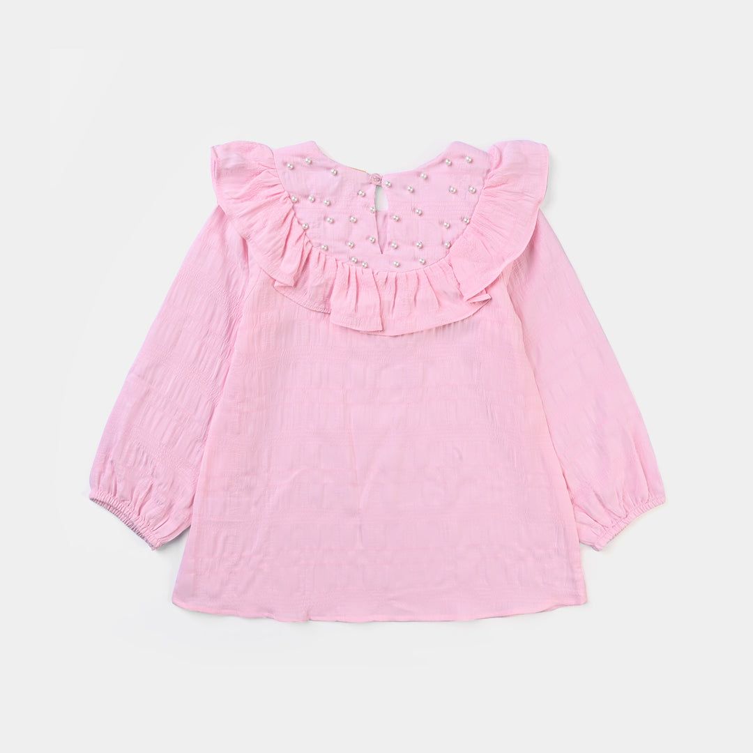 Girls Poly Cotton Casual Top Antlers-Pink