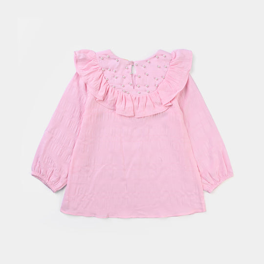 Girls Poly Cotton Casual Top Antlers-Pink