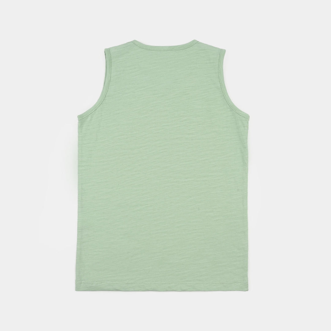 Boys Slub Jersey Sando (Surf Great Day) - Lichen/Green