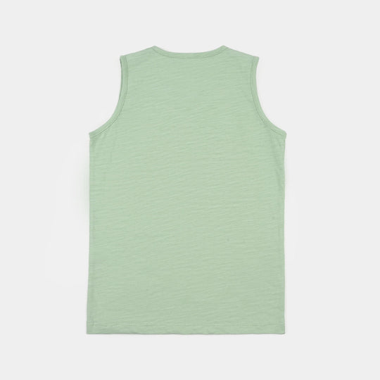 Boys Slub Jersey Sando (Surf Great Day) - Lichen/Green